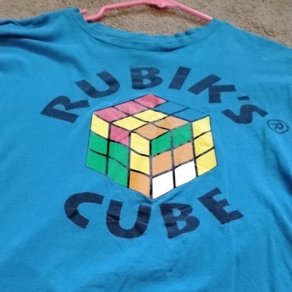 Vintage Large Rubik's Cube Graphic Tee - Blue